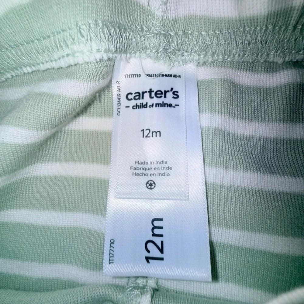 Carter's Child of Mine 3pc Outfit‎ Set 12M Green White NEW Stripes Duck Print